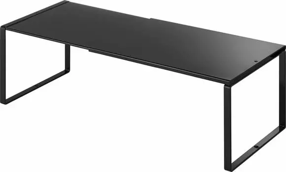 Yamazaki Jitsugyo 3866 выдвижная полка для хранения, черная x D23 x H18 см, настенная полка для хранения под раковиной, прибл.. Ш36.5-60 чёрный