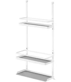 Yamazaki Jitsugyo 4836 Range Food Seasoning 3 Tower Большая вместимость кухонной полки с силиконовым ковриком, ярусы, белый, прибл.. Ш27,5XГ14XВ57см белый