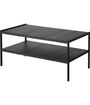 Yamazaki Jitsugyo 4951 Телескопическая 2-х уровневая стойка под раковиной, 6 уровней, регулировка высоты и ширины, ярусы, D40, черная, чёрный