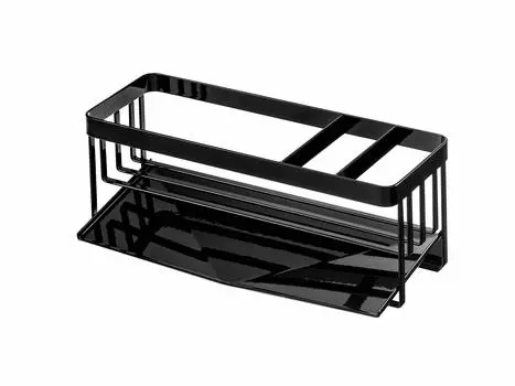 Yamazaki Jitsugyo 5017 Губка для стока воды и держатель для бутылок, черный, приблизительно. Ш25 x Г10 x В9,5 см Подставка для губки с функцией сушки