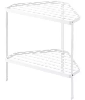 Yamazaki Jitsugyo 5258 Exhaust Vent Cover Top Stove Corner Rack 2 Tiers White Tower Tall Pot Holder Frying Pan Holder Approx. W34XD22.5XH34.2cm