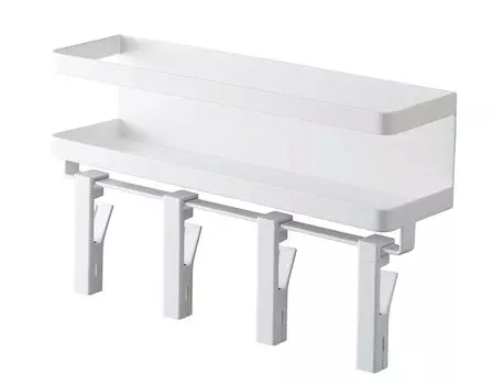 Yamazaki Jitsugyo 5493 Magnetic Spice Rack Rotating 4 Approximately W30 x D9 x Tower Seasoning Rack Bulk Storage & Clip, Rows, White, H18.5cm белый