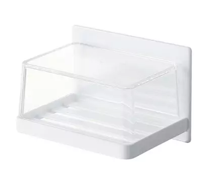 Yamazaki Jitsugyo 5554 Magnetic Bathroom Soap Tray with Protects Soap from Soap Tray Cover, White, Approx. W12XD8.7XH8cm, Tower, Water,