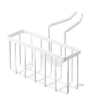 Yamazaki Jitsugyo 5639 держатель для хранения крана, белая башня, аксессуары для мойки, держатель для губки, приблизительный размер. Ш20,3XГ18,5XВ14см белый