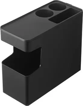 Yamazaki Jitsugyo 6136 Car Console Trash Can Black W38 x D17 x lid slides Tower Drink Holder with Small Items Holder Approx. H25.5cm (When open чёрный