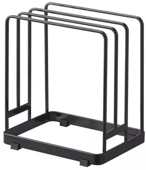 Yamazaki Jitsugyo 6179 Подставка для разделочной доски для хранения круглых нарезок, примерно Ш16 xx Отдельно стоящая подставка для разделочной доски, черная, Д11,8 чёрный