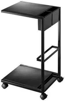Yamazaki Jitsugyo 7156 Side Table Wagon Черный Приблизительно. Ш27,5 x Г32 x В55 см Башня с роликами Подставка для журналов Кейс для аксессуаров
