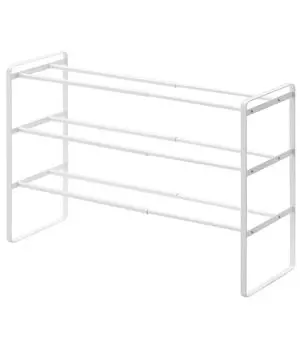 Yamazaki Jitsugyo 7555 Telescopic Shoe Rack 3 Tiers White x D25 x H46cm Frame Entrance Shoe Storage Approx. W41~70 белый