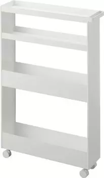 Yamazaki Jitsugyo [Completed product with casters only] Slim wagon with casters 4 tiers White W13 x D48 x H80.5cm (including casters) tower slim rack