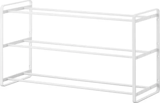 Yamazaki Jitsugyo [в комплект входят пинцет для гипсокартона и шурупы для дерева] Совместимо со стенами из гипсокартона, настенная полка для обуви, 3 яруса, белый, прибл.. В67.3