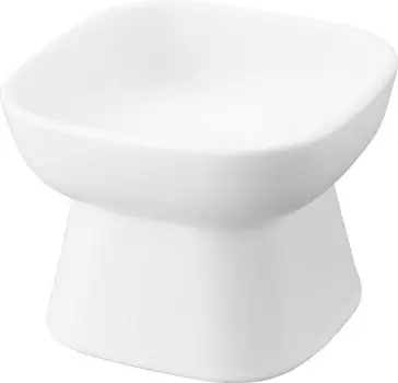 Yamazaki Jitsugyo Height Ceramic Pet Food Bowl White W11 x D11 x H8cm Tower Feed Container Water Container Dishwasher Safe Microwave Safe 1779