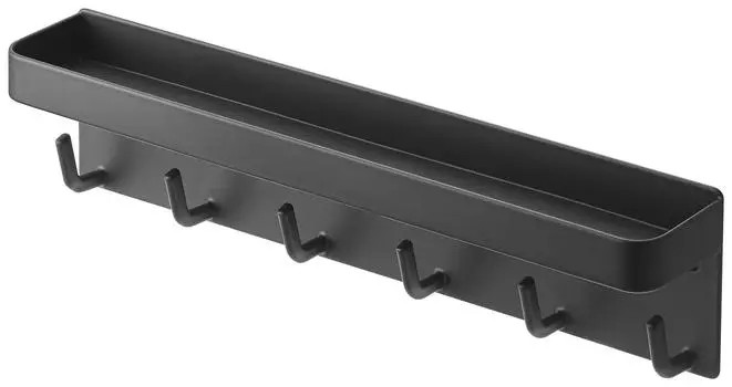 Yamazaki Jitsugyo Magnetic Key Hook & Tray Black Approx. W24.5 x D4.5 x H6cm Smart Key Stamp Storage 2755