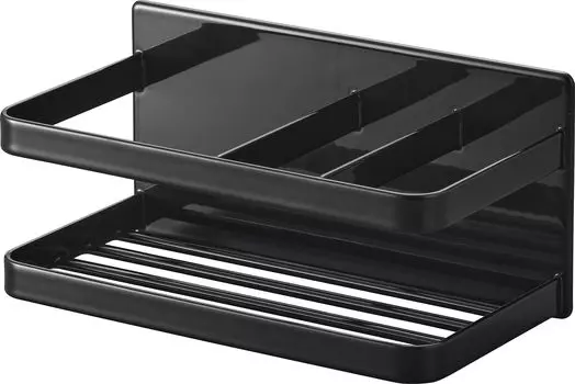 Yamazaki Jitsugyo Magnetic Sponge Bottle Rack Black x x H8cm Tower Sponge Holder Sponge Rack Floating Storage 3338 & Approx. W16.5 D8.5