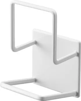 Yamazaki Jitsugyo Magnetic Sponge Holder Double White x x H11cm Tower Sponge Holder 2 Tier Type Easy to Clean 3280 Approx. W6.5 D6.3