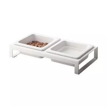 Yamazaki Jitsugyo Pet Food Bowl Stand Set Tower White Pet Supplies Food Container 4206 Approx. W29XD15.5XH6cm