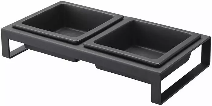Yamazaki Jitsugyo Pet Food Bowl Stand Set Tower Black Pet Supplies Feed Container 4207 Approx. W29XD15.5XH6cm