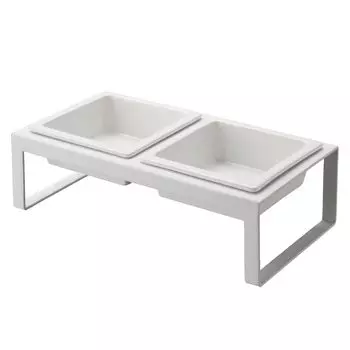 Yamazaki Jitsugyo Pet Food Bowl Stand Set Tall White Tower 4744 Approx. W29XD15.5XH10cm