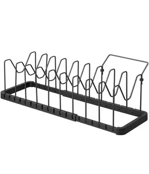 Yamazaki Jitsugyo Под раковиной телескопическая крышка для кастрюли и подставка для сковороды, черная, приблизительно. W45~82 x D20 x H17.5cm Tower Kitchen Storage 3841