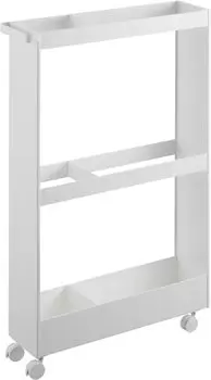 Yamazaki Jitsugyo product with casters Long item storage slim wagon with casters White W13 x D48 x tower slim rack gap storage 1713 (Yamazaki) белый