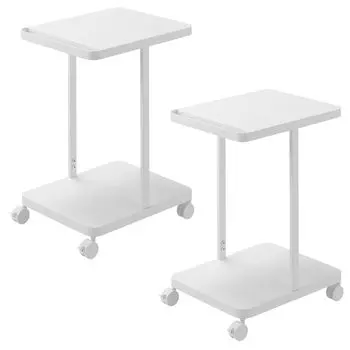 Yamazaki Jitsugyo School Bag Storage Rack with Casters, 2 Tiers [Set of 2] School Bag Rack, Under the Table, Next to the Table, Tower White, 1747 x 2
