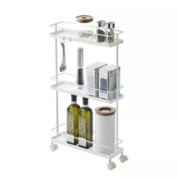 Yamazaki Jitsugyo Slim Kitchen Wagon White W38XD12XH66cm Tower только ролики и крючки установлены 7151 Приблизительно. [Полный клиент продукта] белый