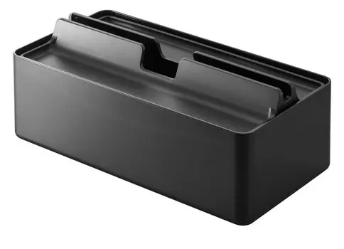 Yamazaki Jitsugyo Tray with Lid Paper Towel Case Black Approx. W26.5 x D13.5 x H10cm Tower Tissue Case 5875
