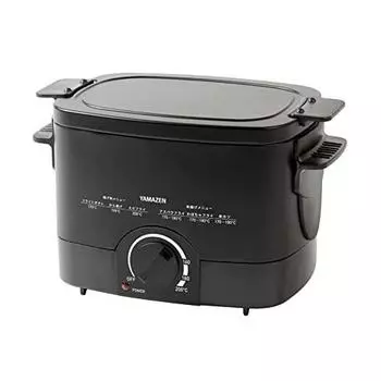 Yamazen Electric Fryer, Master of Deep-Fried Food, 1.1L, Tabletop, Home Use, Temperature Adjustment Function (Includes Skewer Holder/Draining Net/Lid