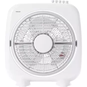 Yamazen Fan, 25cm, Floor Standing, Box Type, Push Button Switch, 3 Levels of Air Volume Adjustment, Rotating Wind Louver, White YBS-B2510(W)
