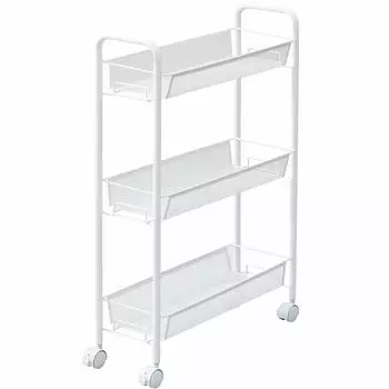 YAMAZEN Side Matte 3 No Tools Easy to Assemble Wagon, Белый, 19 см, Ярусы, Тонкий, Требуется, LKW-3S(МВт)