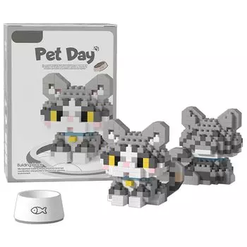 YAMOXLS блоки маленький мультяшный милый кот собака сборка милый подарок своими руками для детей взрослых инструкции включены украшения американский (K222 Короткошерстный)