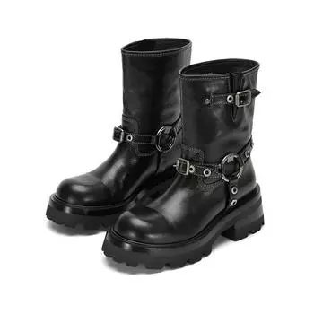 Yang Chaoyue Zhang Liangying 24 Knight Medium Tube Retro Platform High Heel Fashion Short Boots Women s Locomotive Boots Frosted Boots 35