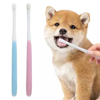 YANHUILAY Dog Small Dogs of Dog Dog Pet Ultra Fine Mouth Gentle on For Cats and For Blue Pink Toothbrush, [Набор 2] Зубная щетка, Зубная щетка, Зубная щетка,