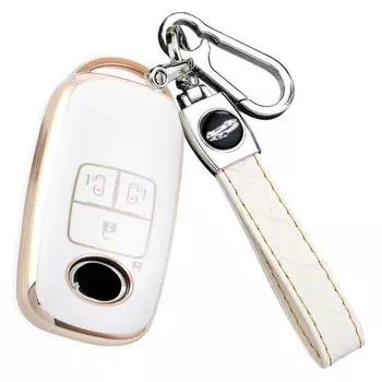 YANMW Key Case Compatible with Toyota Daihatsu and New Key Roomy Key Holder Sliding Raize, Rocky, Taft, Cover, (Both Doors, White)