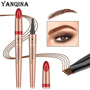 YANQINA Line Eyebrow Pen Карандаш для бровей с четырьмя вилками Жидкий карандаш для бровей 01
