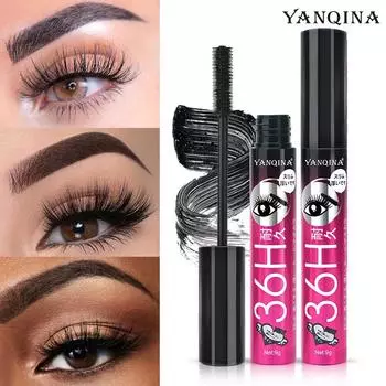 YANQINA Mascara 36H Густая длинная вьющаяся натуральная водостойкая тушь «три в одном» 9ml красный