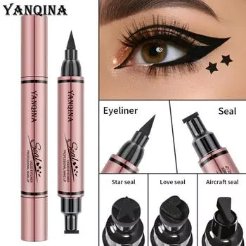 YANQINA Подводка для глаз с рисунком печати Подводка для глаз с двойной головкой Красота Макияж Красота 01