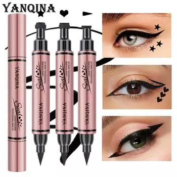 YANQINA Подводка для глаз с рисунком печати Подводка для глаз с двойной головкой Красота Макияж Красота 01