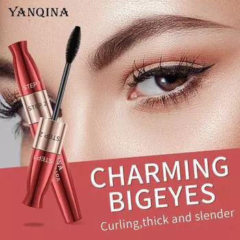 YANQINA Тушь с двойным эффектом Водостойкая стройная керлинг, натуральная толстая тушь 2в1 Красота макияжа 1pcs