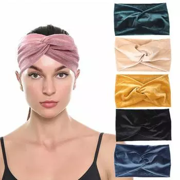YANRONG бархатная женская повязка на голову, сплошной цвет, широкий тюрбан, вязаная хлопковая повязка для волос, аксессуары для волос, витая завязка