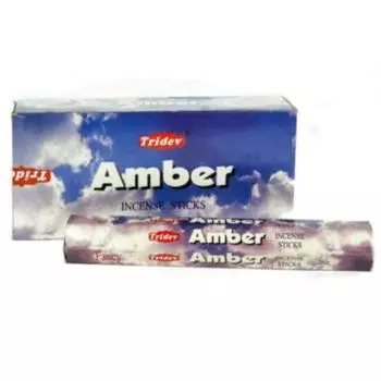 Янтарные ароматические палочки Tridev Agarbatti | Шестиугольная серия | Аромат | Преданный | 6 шт * 20 г для пуджи/поклонения