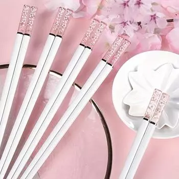 Янтарные палочки для еды в виде сакуры, антибактериальные, противоскользящие, устойчивые к высоким температурам, многоразовые, палочки для еды для суши, посуда Style 1