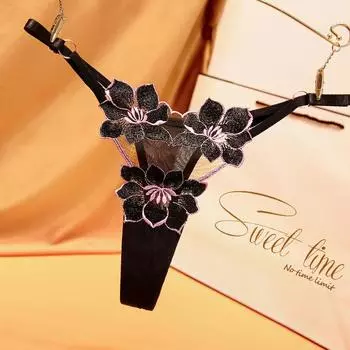 Yaoye Yujie Сексуальные стринги с низкой посадкой, облегающие, шикарные, с вышивкой, дышащие, регулируемые, женское нижнее белье большого размера average size (suitable for 80-75 kg)