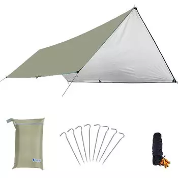 YAPJEB Водонепроницаемый кемпинговый УФ 2000 мм Водонепроницаемый солнечный тепловой УФ компактный спортивный чехол для хранения в комплекте х 5 брезент, брезент, палатка, тент, защита, сопротивление, хаки