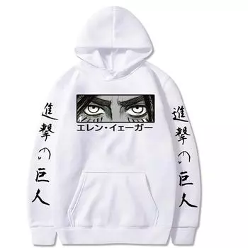 Япония Аниме Атака Титанов Толстовки Пуловер Женщины Мужчины Эрен Йегер Глаза Длинный Рукав Толстовка Толстовки XS чёрный