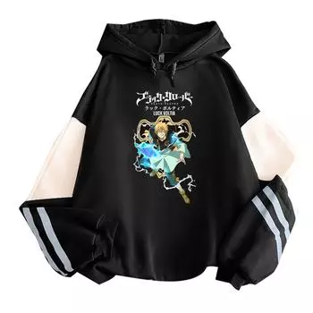 Япония Аниме Черный Клевер Luck Voltia Толстовка Мужская Боевая Мальчик Мультфильм Уличная Одежда Осень Зима Harajuku Man Crewneck Толстовка XS чёрный
