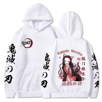 Япония Аниме Demon Slayer Kamado Nezuko Hoodie Kimetsu No Yaiba Kawaii Cartoon Hoody Pullover Sweatshirt Boys Girls Hoodies XS чёрный