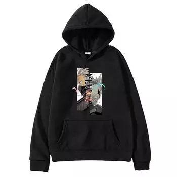 Япония Аниме Кайдзю Нет. 8 предметов одежды Narumi Gen Graphic Printed Hooded Men Women Hoodies Manga Pullover Harajuku Male Sweatshirt Tops XS чёрный