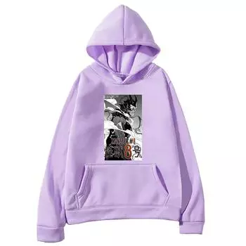 Япония Аниме Кайдзю Нет. 8 Уличная одежда Нет. 8 принтованных мужских и женских классических простых толстовок с капюшоном, модный пуловер, толстовка Harajuku XS фиолетовый
