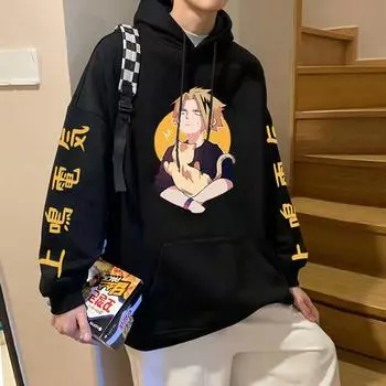Япония Аниме Моя геройская академия Каминари Denki Принт с капюшоном Мужчины Женщины Манга Толстовки Плюс Размер Уличная одежда Harajuku Мужская толстовка XS белый