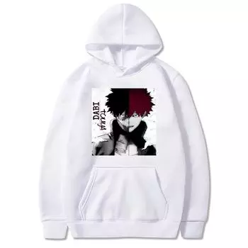 Япония Аниме Моя геройская академия Shoto Torodoki и Dabi Печатный капюшон для мужчин и женщин Манга толстовки Harajuku Толстовка Мужская уличная одежда XS чёрный